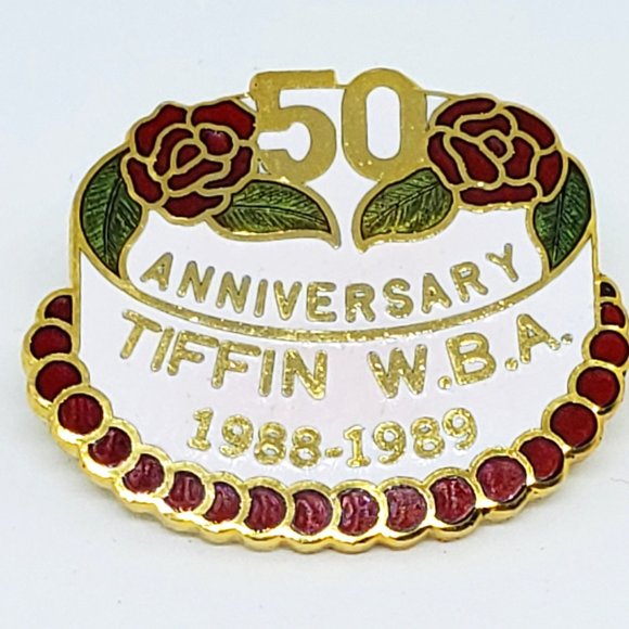 TIFFIN Ohio Women Bowling Assoc 50th Anniversary 1989 Lapel Pin Pinback - Picture 3 of 5